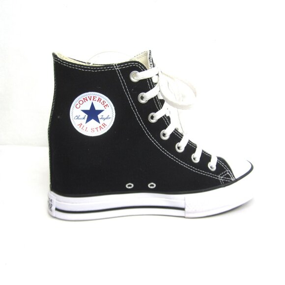EUC Converse Chuck Taylor All Star Size 8.5 Classic Wedge Platform Sneaker Black - Picture 4 of 11